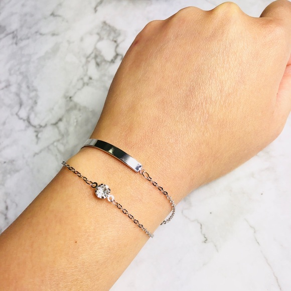 Kate Stylist Jewelry - New! Double Loop Bracelet with Rhinestone & Plate